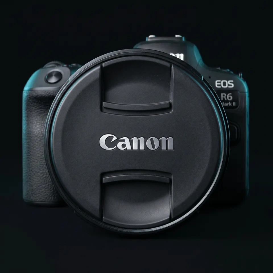 Canon-Kamera mit Objektivdeckel